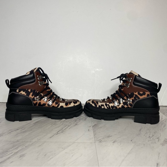 Ganni Leopard Lace Up Hiker Boot 39 - Picture 5 of 15